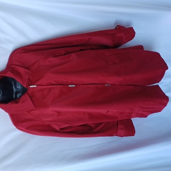 Dennis By Dennis Basso Jacket, Red satin, snap closure - Picture 1 of 8